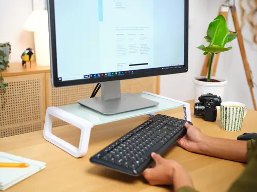 25351 soporte para monitor Escritorio Transparente, Blanco - Imagen 6