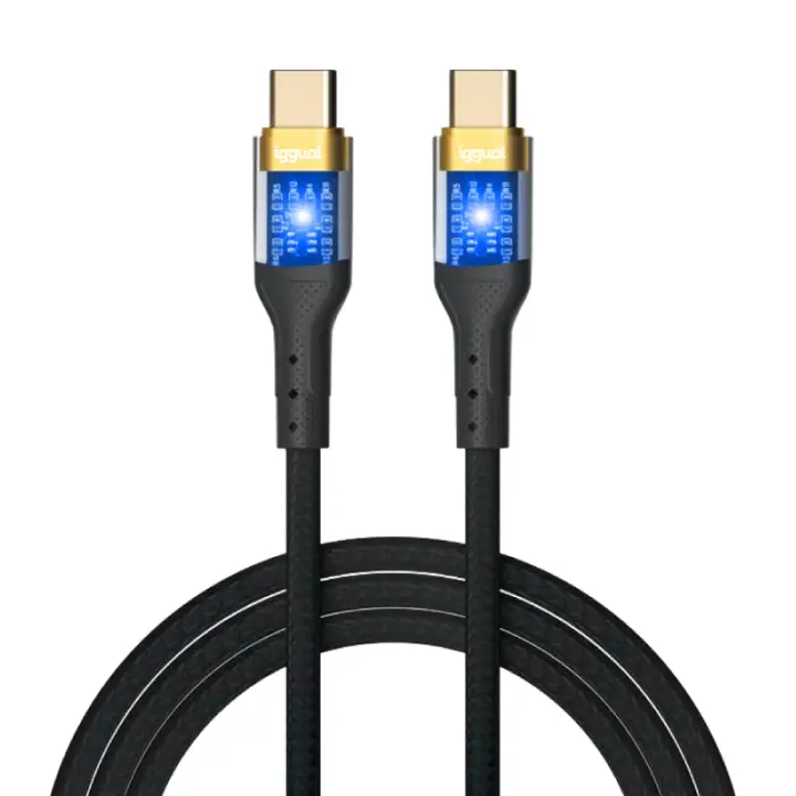 Cable tipo C a tipo C 3A 1 metro trenzado LED