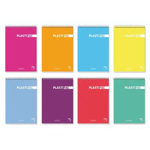 BLOCK SERIE PLASTIPAC BOLSILLO TAPA POLIPROPILENO 90 GRS. A-6  80 HOJAS CUADRÍCULA 5X5 SURTIDO PACSA 16404