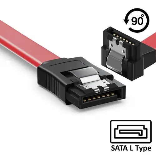 EC1514 cable de SATA 0,5 m SATA 7-pin Negro, Rojo - Imagen 3