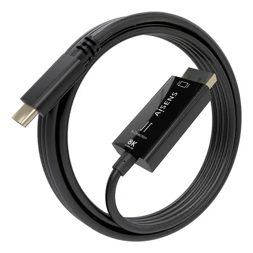 Cable Conversor Bidireccional USB-C A DISPLAYPORT 8K@60Hz, USB-C/M-DP/M, Negro, 1.8m - Imagen 2