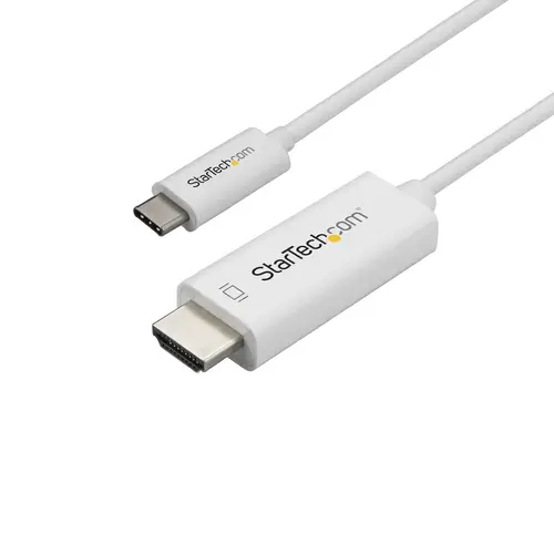 Cable de 1m USB C a HDMI - Cable Adaptador de Vídeo USB Tipo C a HDMI 2.0 4K de 60Hz - Compatible con Thunderbolt 3 - Portátil a Monitor HDMI - Modo Alt DP 1.2 HBR2 - Blanco - Imagen 1