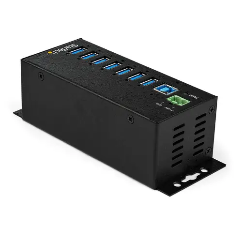 Hub Concentrador Ladrón USB de 7 Puertos con Adaptador de Corriente - con Protección ESD 350W - Hub Industrial USB 3.0 - de Pared Carril DIN o Mesa - Hub USB 3.2 Gen 1 de 5Gbps - Imagen 2