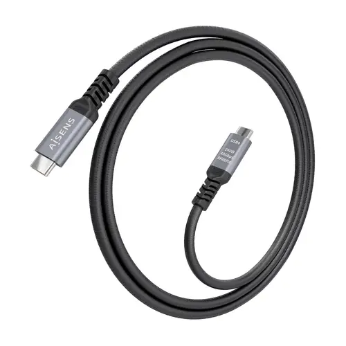 Cable USB4 Gen3x2 Aluminio 40Gbps 8K@60Hz 5A 48V 240W E-Mark, Tipo USB-C/M-USB-C/M, Negro, 1.5m - Imagen 2