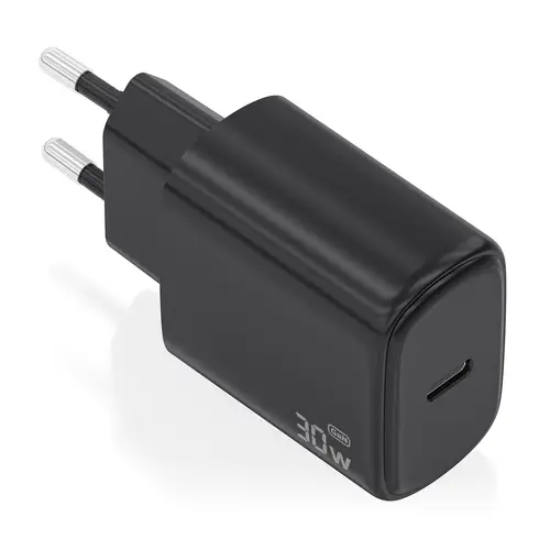 Cargador GaN 30W, 1xUSB-C PD3.0, Negro - Imagen 1