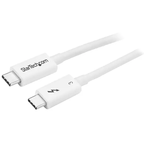 Cable Thunderbolt 3 Pasivo 50cm - 40Gbps - PD 100W - Vídeo 4K/5K - Cable Thunderbolt - Certificado Thunderbolt - Compatible USB4 / Modo Alt DP - Thunderbolt 4 - USB 3.2 - USB-C - Blanco - Imagen 1