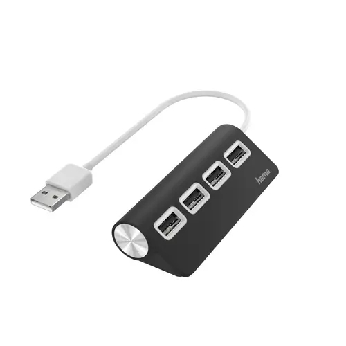USB HUB con 4 Puertos (Concentrador USB con rápida Transferencia de Datos, Adaptador multipuertos USB. 4 en 1), Color Negro - Imagen 1