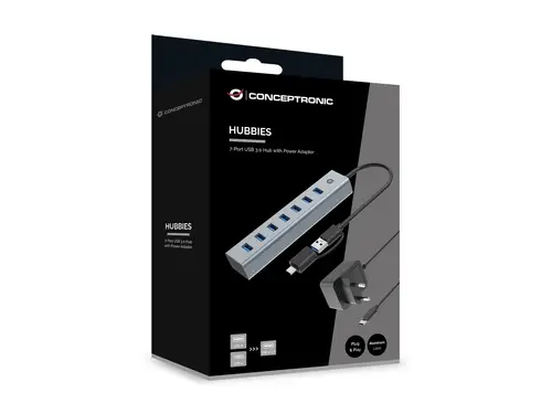 HUBBIES21GP hub de interfaz USB 3.2 Gen 1 (3.1 Gen 1) Type-A 5000 Mbit/s Gris - Imagen 5