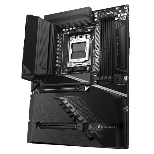 B850 AORUS STEALTH Placa Base  CPUs AMD Ryzen Serie 9000, VRM digital de 14+2+2 fases, hasta 8200 MHz DDR5 (O.C.), 2× M.2 PCIe 5.0 + 2× M.2 PCIe 4.0, Wi-Fi 7, LAN 5 GbE, USB 3.2 Gen 2 - Imagen 5