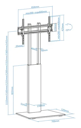 Mirror Soporte de Suelo para Pantallas 32"- 85", Negro - Imagen 8