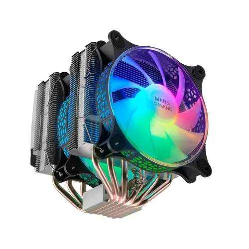 Disipador CPU, Doble Torre Refrigeración, 6 Heatpipes HCT, TDP 300 W, 2 Ventiladores ARGB PWM 12 cm, MCPUXT, Color Negro - Imagen 2