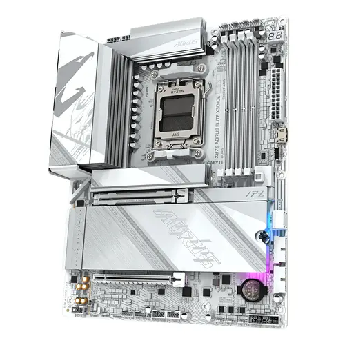 X870 AORUS ELITE X3D ICE Placa Base - Compatible con procesadores AMD Ryzen 9000, VRM digital de 16+2+2 fases, hasta 9000Hz DDR5 (OC), 2xPCIe 5.0 + 2xPCIe 4.0, Wi-Fi 7, LAN 2.5GbE, USB 4 - Imagen 4
