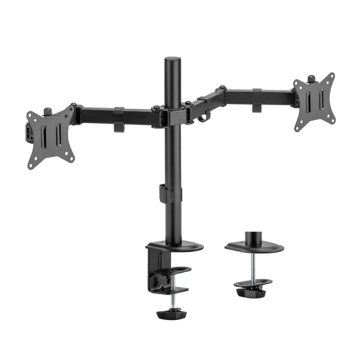 Soporte de Mesa ECO Giratorio e Inclinable para Monitor/TV 9Kg (3 Pivotes, 2 Brazos) de 17-32, Negro
