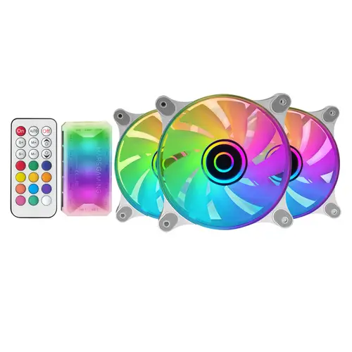 MF-3DKIT Blanco, Kit 3 Ventiladores ARGB 360° 12cm, Espejo Infinito 3D, Sistema Anti-vibraciones, Controlador ARGB, Mando a Distancia RF, Compatibilidad Total - Imagen 2