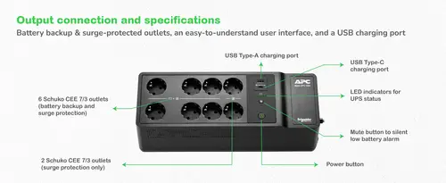 BE1050G2-GR sistema de alimentación ininterrumpida (UPS) En espera (Fuera de línea) o Standby (Offline) 1,05 kVA 600 W - Imagen 5