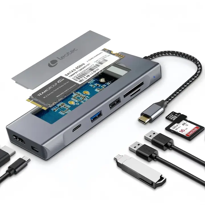 Docking Station 8 en 1 con ranura M.2 para SSD