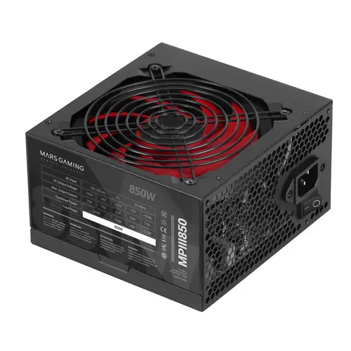 MPIII850, Fuente Alimentación PC ATX 850W, 5 Años de Garantía, 85% Eficiencia, Sistema Digital APFC, Ventilador FDB 120mm AI-RPM, Tecnologías DC-DC y SMD, Cables Planos Extralargos, Negro - Imagen 1