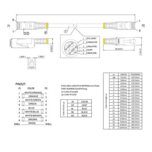 Cable 7m Ethernet CAT6a - Cable de Red de 10 Gigabits Blindado Snagless RJ45 PoE de 100W - Latiguillo STP de 10GbE con Alivio de Tensión - Fluke - UL - TIA - Gris - Imagen 9