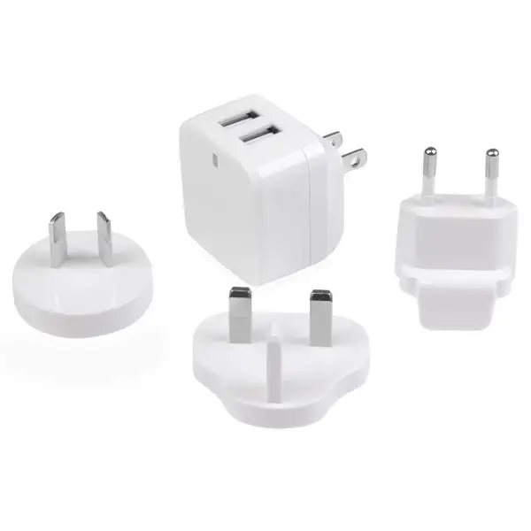 Cargador de Pared USB de 2 Puertos para Tablets Smartphones - Cargador Blanco de Alta Potencia para Viajes