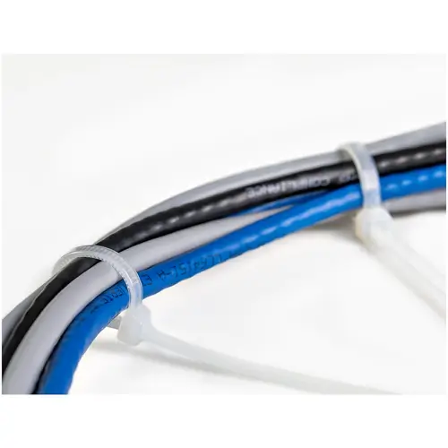 Bridas de 25cm para cables - 4 mm de ancho, 68 mm de diámetro, soportan 22 kg de tensión, de nylon, cierre automático y punta curva, 94V-2/UL, paquete de 1000 - blancas - Imagen 5