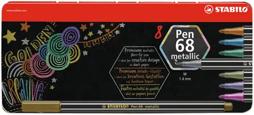 Pen68 Metallic rotulador Cobre, Oro, Azul metálico, Metallic green, Metallic pink, Violeta metalizado, Plata - Imagen 1