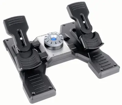 Flight Rudder Pedals Negro, Plata USB 2.0 Simulador de Vuelo Anal..