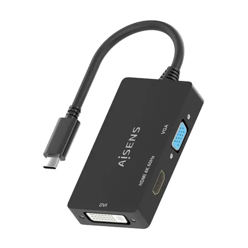 Conversor USB-C A DVI/HDMI/VGA, USB-C/M-DVI/H-HDMI/H-VGA/H, Negro, 15cm - Imagen 3