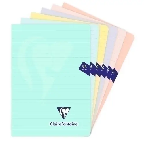 LIBRETA CLAIRE. PP A5 48 HJS.HRZ PASTEL - Pack de 10 unidades