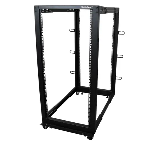 Rack 25U Móvil de Marco Abierto de 4 Columnas para Servidores - Rack de Cuatro Columnas 19 Pulgadas para Equipo de Red e Informático - Ruedas o Patas Niveladoras - Imagen 1