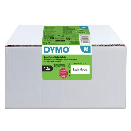 LW etiquetas auténticas de tarjeta de identificación pequeñas | 41 mm × 89 mm | 12 rollos de 300 etiquetas con reverso fácil de retirar (3.600 unidades) | para etiquetadoras LabelWriter - Imagen 1