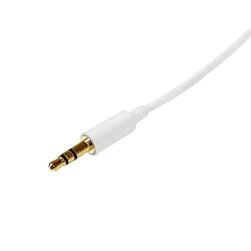Cable 1m 1 metro Slim Delgado de Audio Estéreo Mini Jack Plug 3,5mm - Blanco - Macho a Macho - Imagen 2
