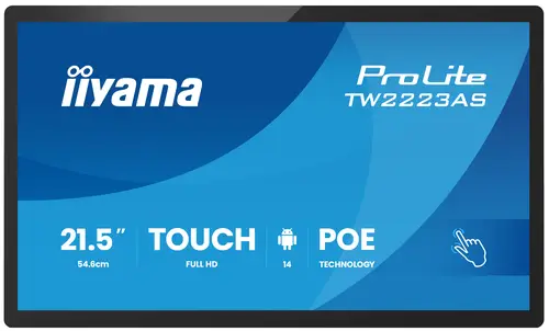 TW2223AS-B3P pantalla de señalización Panel plano interactivo 54,6 cm (21.5") Wifi 450 cd / m² Full HD Negro Pantalla táctil Procesador incorporado Android 24/7 - Imagen 3