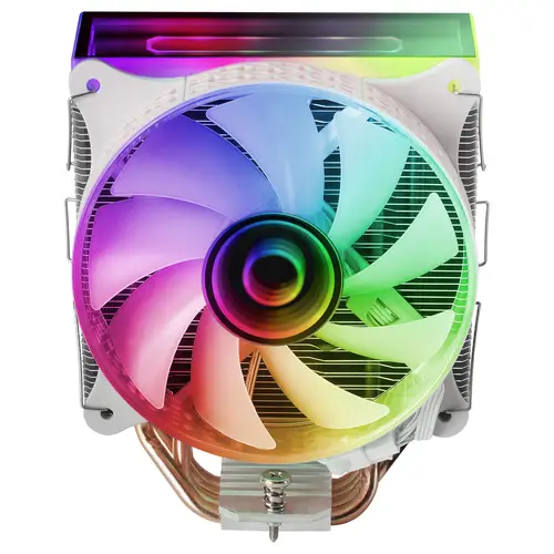 MCPU-VR, Disipador CPU, Doble Espejo Infinito ARGB, 4 Heatpipes HCT, TDP 180 W, Ventilador Ultra-silencioso PWM 12 cm, Blanco - Imagen 3