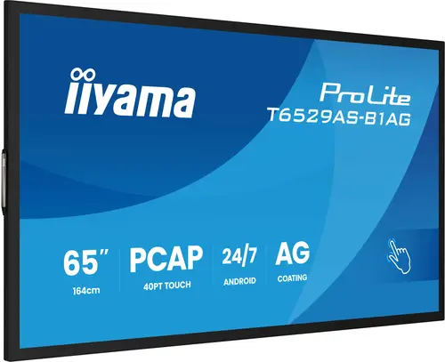 T6529AS-B1AG pantalla de señalización Panel plano interactivo 163,8 cm (64.5") LED Wifi 500 cd / m² 4K Ultra HD Negro Pantalla táctil Procesador incorporado Android 24/7 - Imagen 6