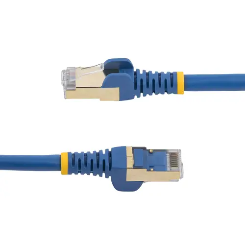 Cable 5m Ethernet CAT6a - Cable de Red de 10 Gigabits Blindado Snagless RJ45 PoE de 100W - Latiguillo STP de 10GbE con Alivio de Tensión - Fluke - UL - TIA - Azul - Imagen 2