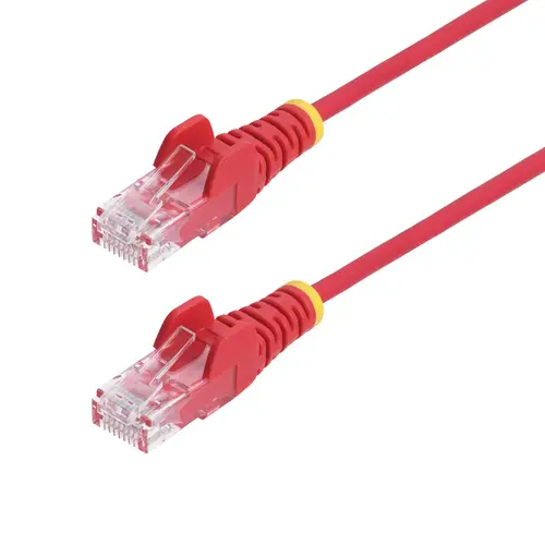 Cable de Red Ethernet CAT6 Delgado sin Enganches Rojo de 10m - Cable RJ45 Snagless Slim de 28AWG - Alambre de Cobre Puro - PoE 100W - con Alivios de Tensión - LSZH - Probado con Fluke - Imagen 1