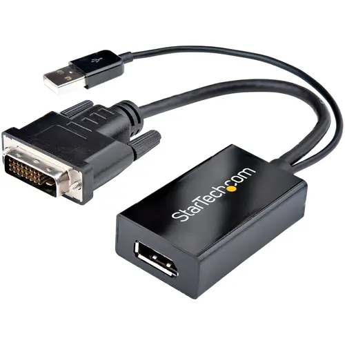 Adaptador DVI a DisplayPort Alimentado por USB - Conversor DVI a DisplayPort - Convertidor DVI-D a DP - 1920x1200 - Imagen 1