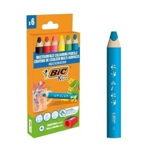 ESTUCHE LAPICES TRIANGULARES MULTISUPERFICIE BLISTER 6UDS BIC 515220