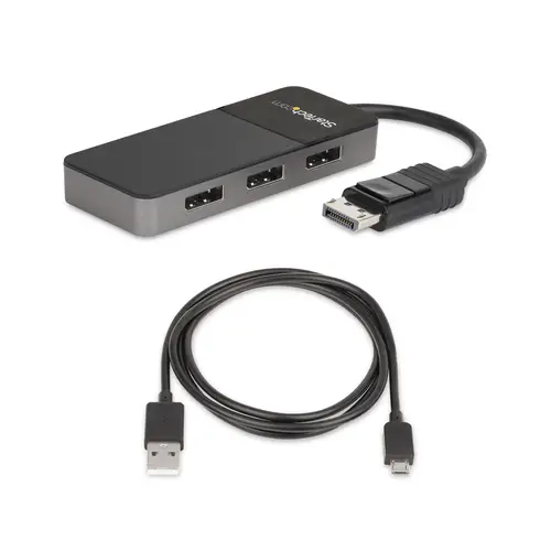 Hub MST de 3 Puertos DisplayPort 1.4 - Divisor Splitter DP para 3 Monitores - Adaptador DisplayPort a 3x DisplayPort de 4K - Alimentado por USB - Windows Solamente - Imagen 7