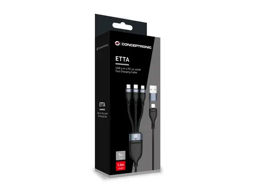 ETTA06B15 cable USB USB 2.0 1,5 m USB C USB C/Micro-USB B/Lightning Negro - Imagen 3