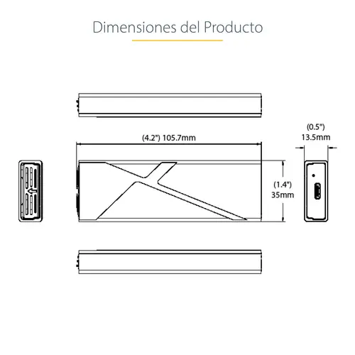 Caja Externa de Aluninio USB-C 10Gbps a NVMe M.2 o SSD M.2 SATA - Sin Herramientas para SSD M.2 NGFF PCIe/SATA - con Cables USB Tipo C o USB-A - 2230/2242/2260/2280 - Imagen 16