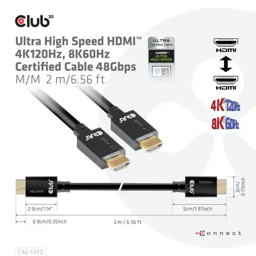 Ultra High Speed HDMI 4K120Hz, 8K60Hz Certified Cable 48Gbps M/M 2 m / 6.56 ft - Imagen 6