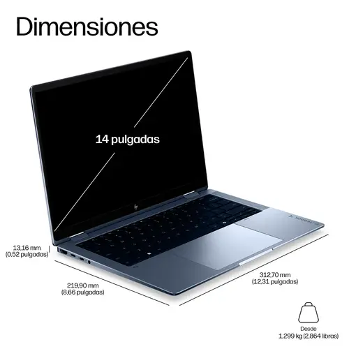 EliteBook X Flip G2i 14 inch Notebook Next Gen AI PC Wolf Pro Security Edition Copilot+ PC Intel Core Ultra X7 358H Híbrido (2-en-1) 35,6 cm (14") Pantalla táctil WUXGA 64 GB LPDDR5x-SDRAM 1 TB SSD Wi-Fi 7 (802.11be) Windows 11 Pro Azul - Imagen 5