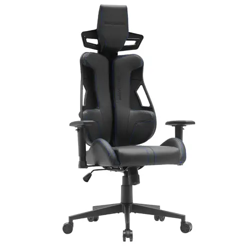 MGC-ELITE, Silla Gaming Ergonómica, Respaldo Flexible Adaptativo, Reposabrazos Ajustables 2D, Asiento Reclinable, Acabado Cuero PU, Silla de Oficina con Ruedas XL, Pistón Gas Clase 4, Azul - Imagen 1