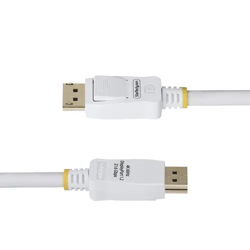 Cable DisplayPort 1.2 Certificado VESA Blanco de 1,8m - Cable DP 1.2 para Monitor - 4K 60Hz - 21,6Gbps - con Pestillo - Macho a Macho - Imagen 3