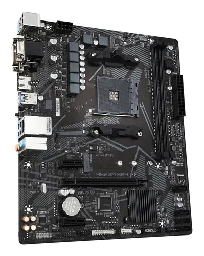 Placa base A520M S2H - Soporta CPUs AMD Ryzen serie 5000 AM4, VRM digital puro de 4+3 fases, hasta 5100MHz DDR4 (OC), PCIe 3.0 x4 M.2, LAN GbE, USB 3.2 Gen 1 - Imagen 3