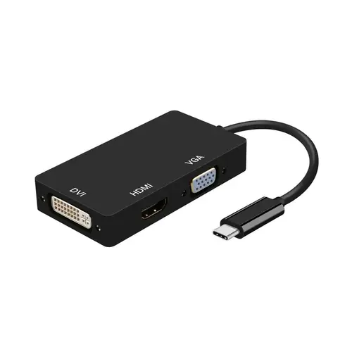 Conversor USB-C A DVI/HDMI/VGA, USB-C/M-DVI/H-HDMI/H-VGA/H, Negro, 15cm - Imagen 1
