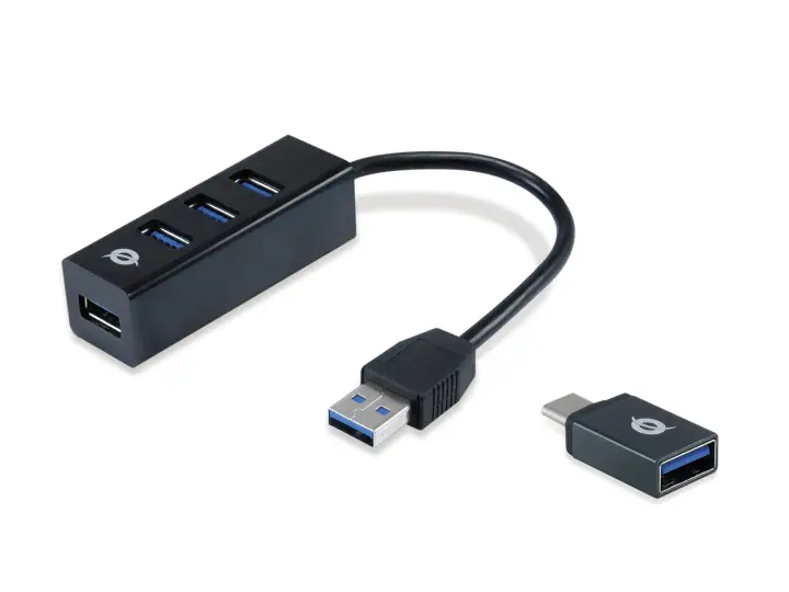 HUBBIES04B hub de interfaz USB 3.2 Gen 1 (3.1 Gen 1) Type-A 5000 Mbit/s Negro