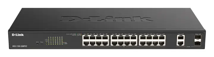 DGS-1100-26MPV2/E switch Gestionado L2 Gigabit Ethernet (10/100/1000) Energía sobre Ethernet (PoE) Negro