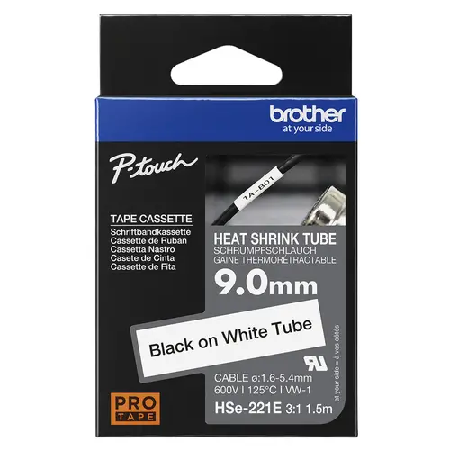 HSE-221E cinta para impresora de etiquetas Negro sobre blanco - Imagen 2